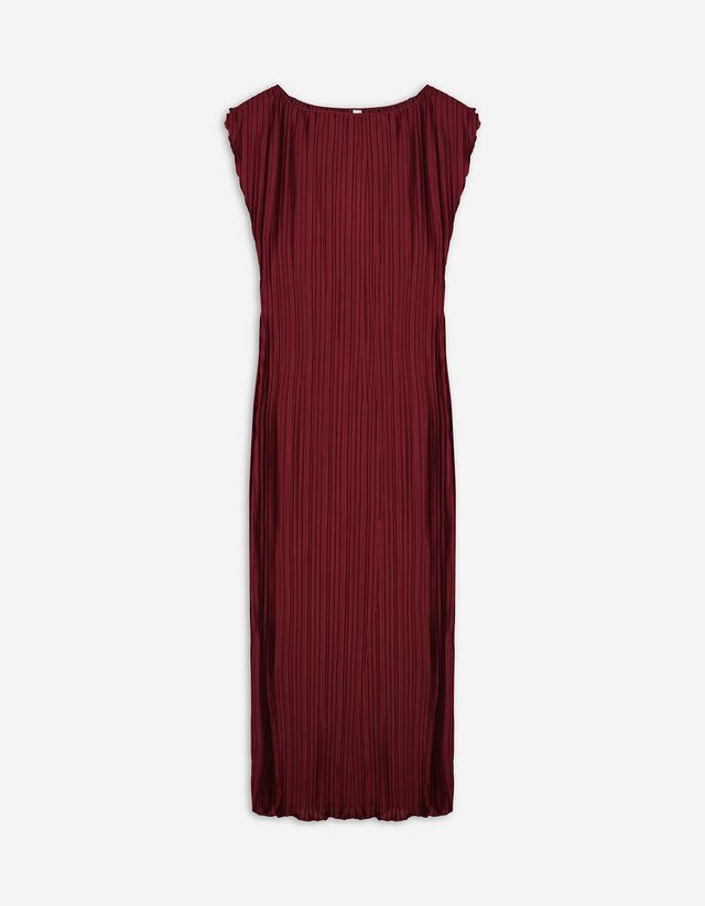 Kleid - Plisseefalten - dunkelrot