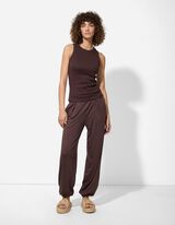 Sportske hlače - Mje&scaron;avina viskoze - tamno smedja