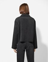 Jachetă-cămașă - Imitație de piele întoarsă - Negru