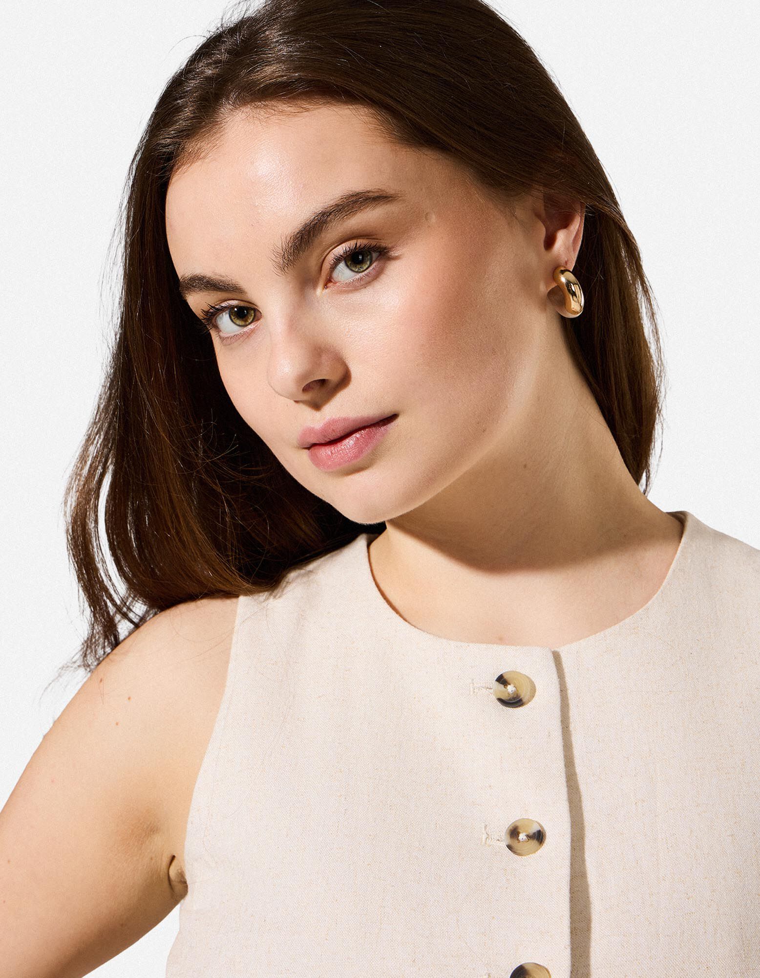 Gilet - Aspect lin - Beige