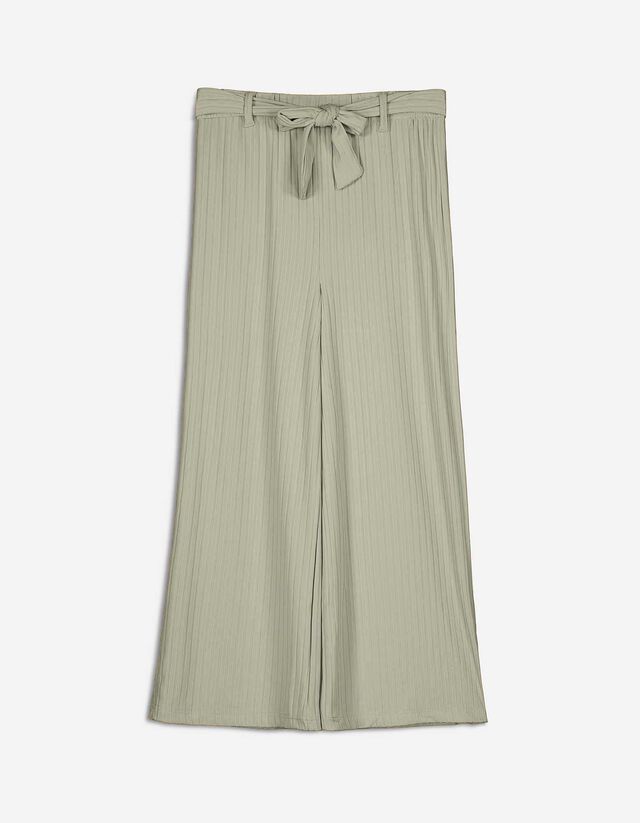 Pantaloni culotte - A costine - verde scuro