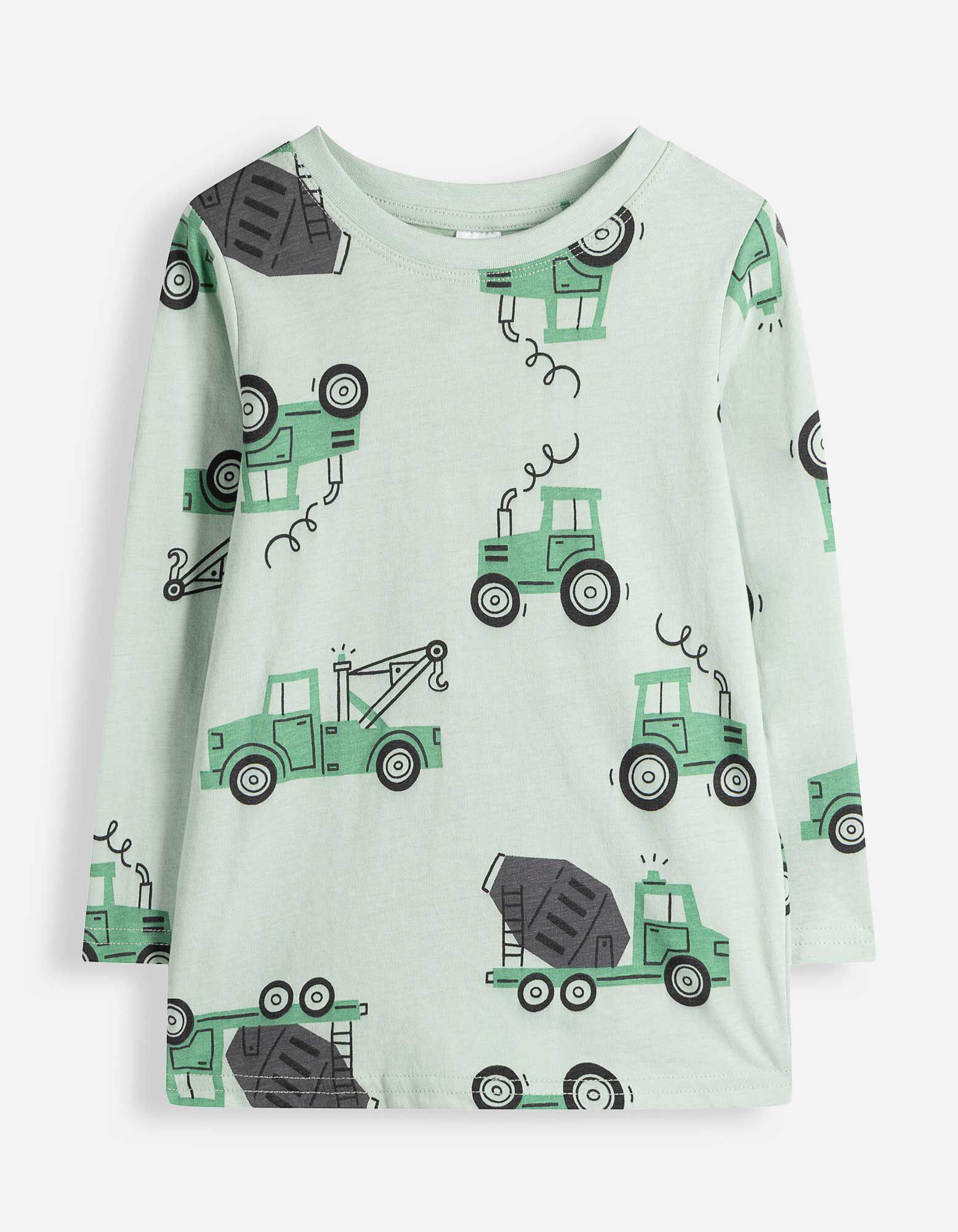 Pyjama Set aus Shirt und Hose - Allover-Muster - Dunkelgr&uuml;n