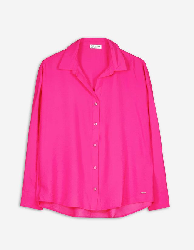 Camicia blusata - Misto viscosa - rosa fucsia