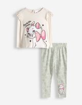 Set van longsleeve en legging - Aristocats - wit