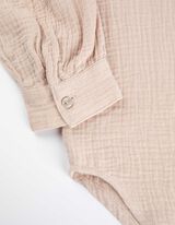 Camicia blusata - Mussola - beige
