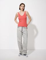 Stricktop - V-Ausschnitt - hellrot