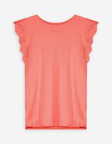 T-shirt - Pizzo traforato - rosso chiaro