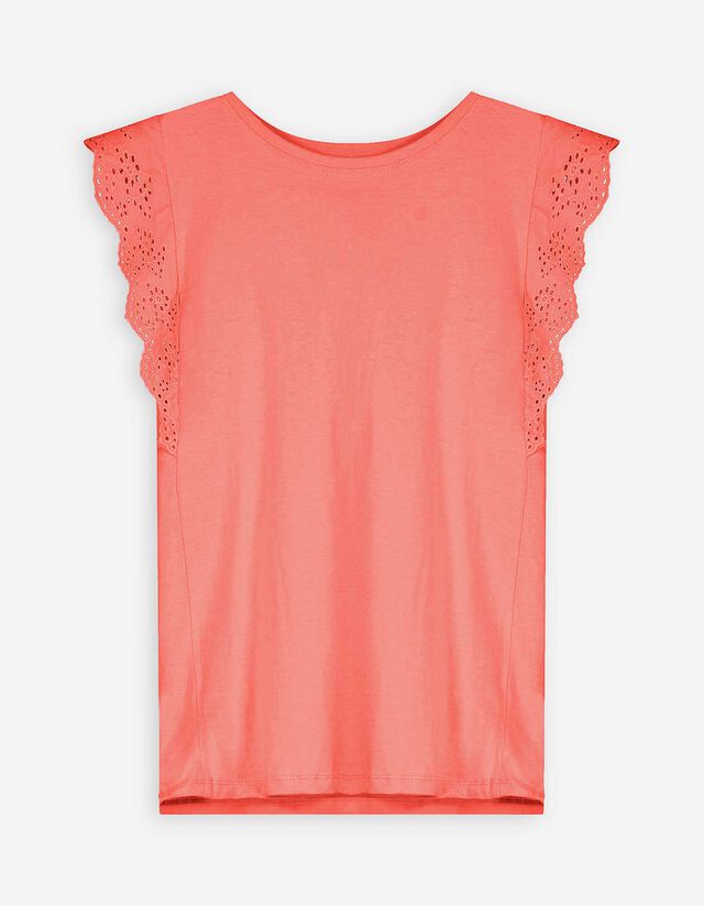 T-shirt - Pizzo traforato - rosso chiaro