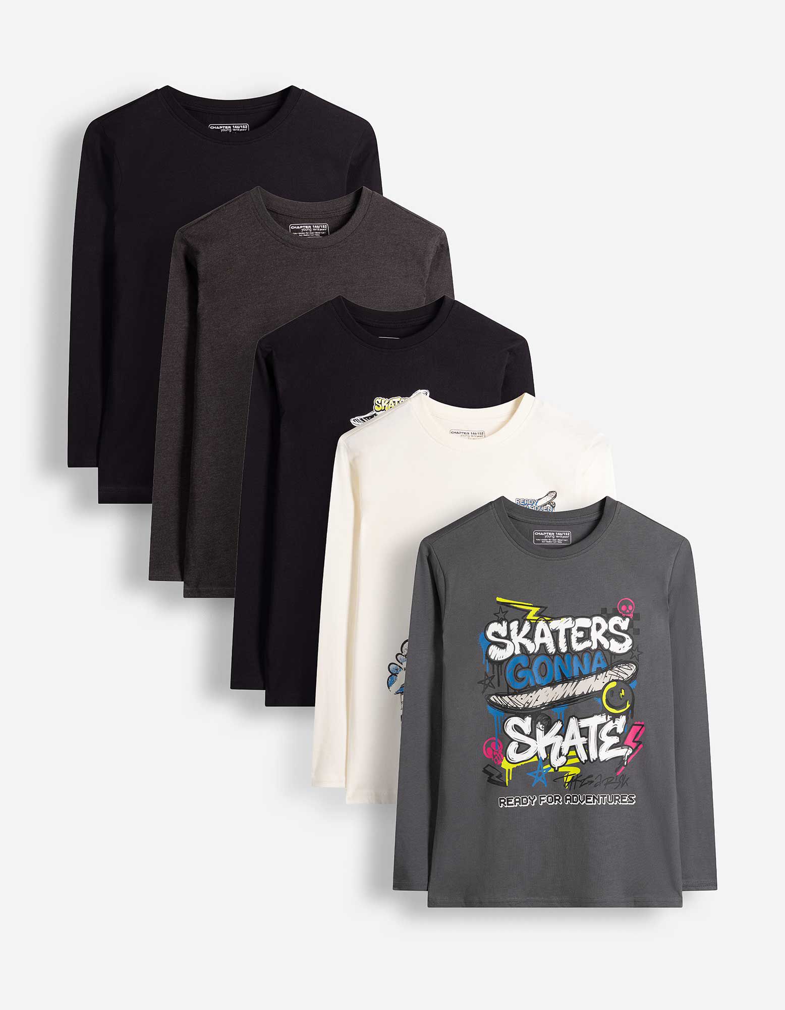 Langarmshirt - 5er-Pack