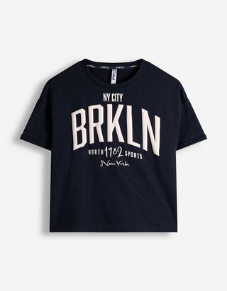 T-shirt - Misto cotone - blu scuro