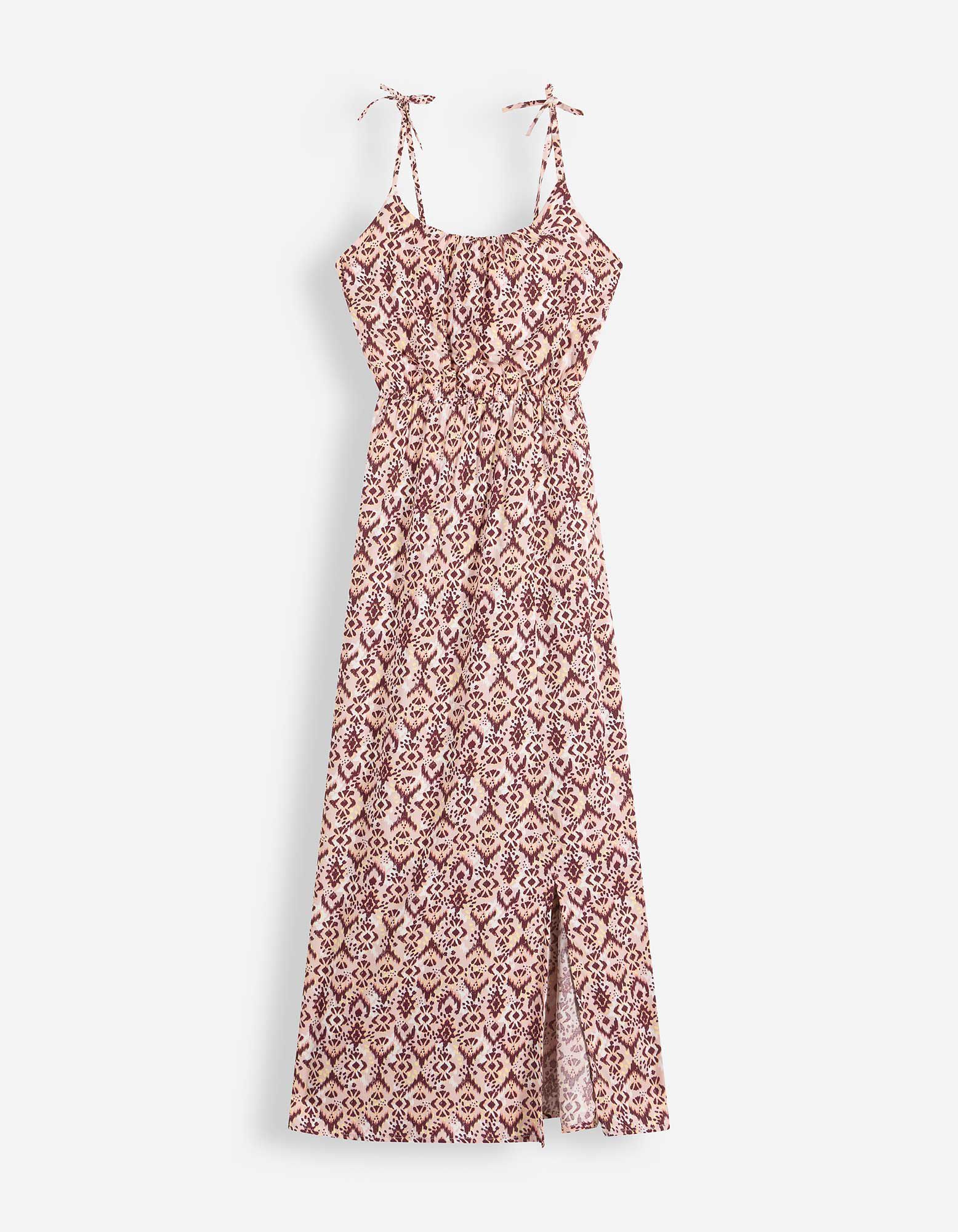 Robe maxi longueur - Fente lat&eacute;rale - ros&eacute; tendre 