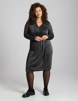 Rochie midi - Top wrap - Negru