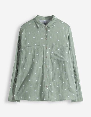 Bluse - Allover-Print - t&uuml;rkis