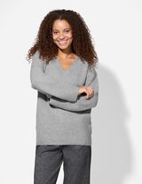 Pulóver - V-kivágás - vilagos szurke