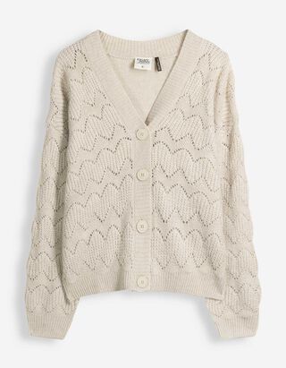 Cardigan - Lochmuster - Beige
