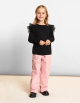 Tričko s dlhými rukávmi - Jednofarebný - cierna