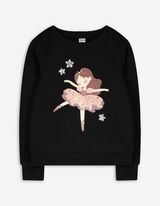 Sweatshirt - Paillettenbesatz - schwarz