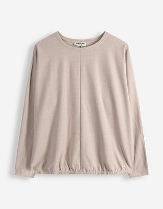 T-shirt &agrave; manches longues - Manches chauve-souris - Beige