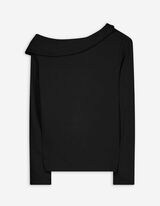 Langarmshirt - Schulterfrei - schwarz