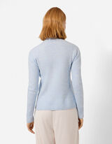 Strickpullover - Mockneck - Hellblau