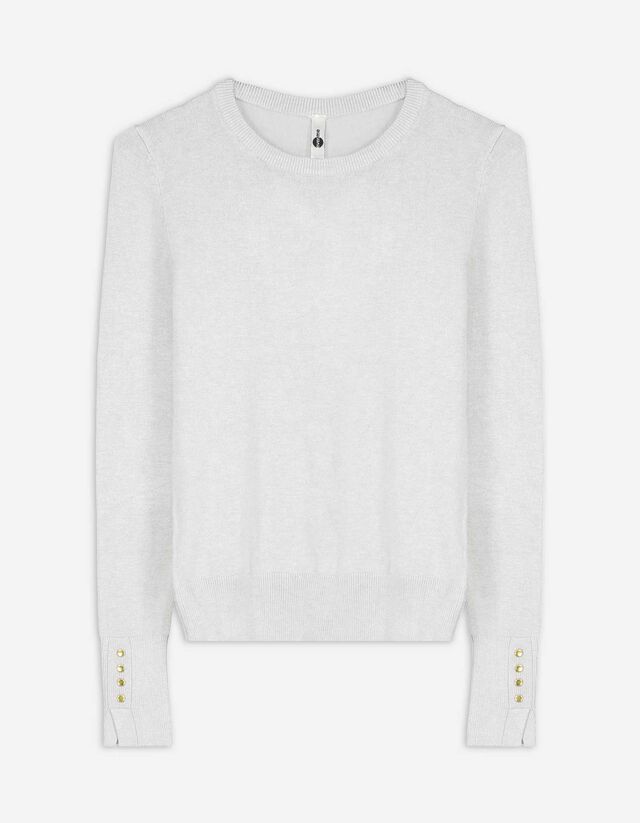 Pullover en tricot - Boutons décoratifs - blanc