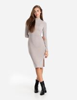 Abito midi - Lurex - beige
