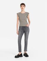 Shirt - Mouwen met volants - lichtgrijs