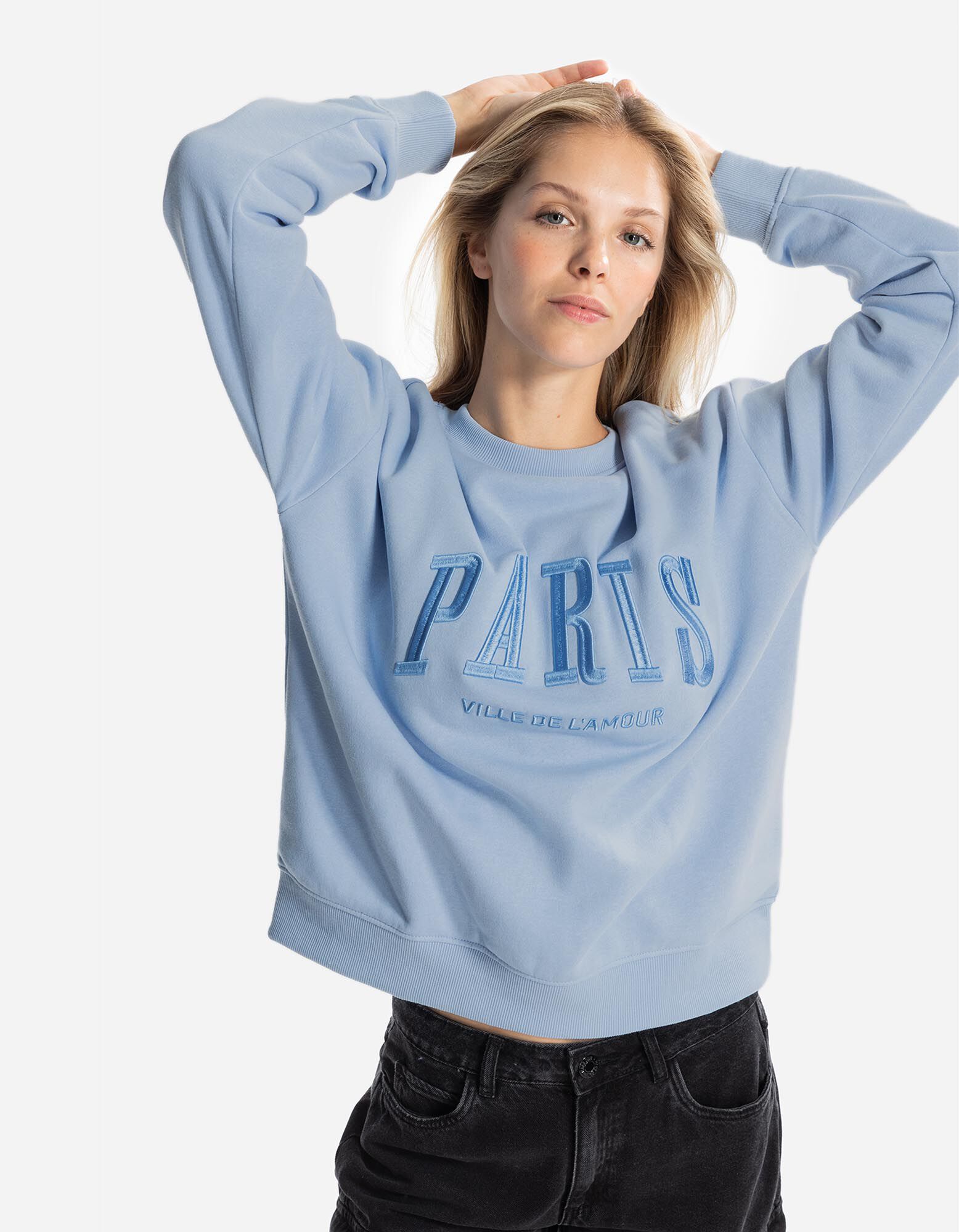 Sweatshirt - Stickereien - hellblau - Takko Fashion