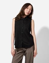 blousetop - Linnenlook - zwart