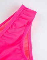 zestaw g&oacute;ra i d&oacute;ł od bikini - falbany - rozowy