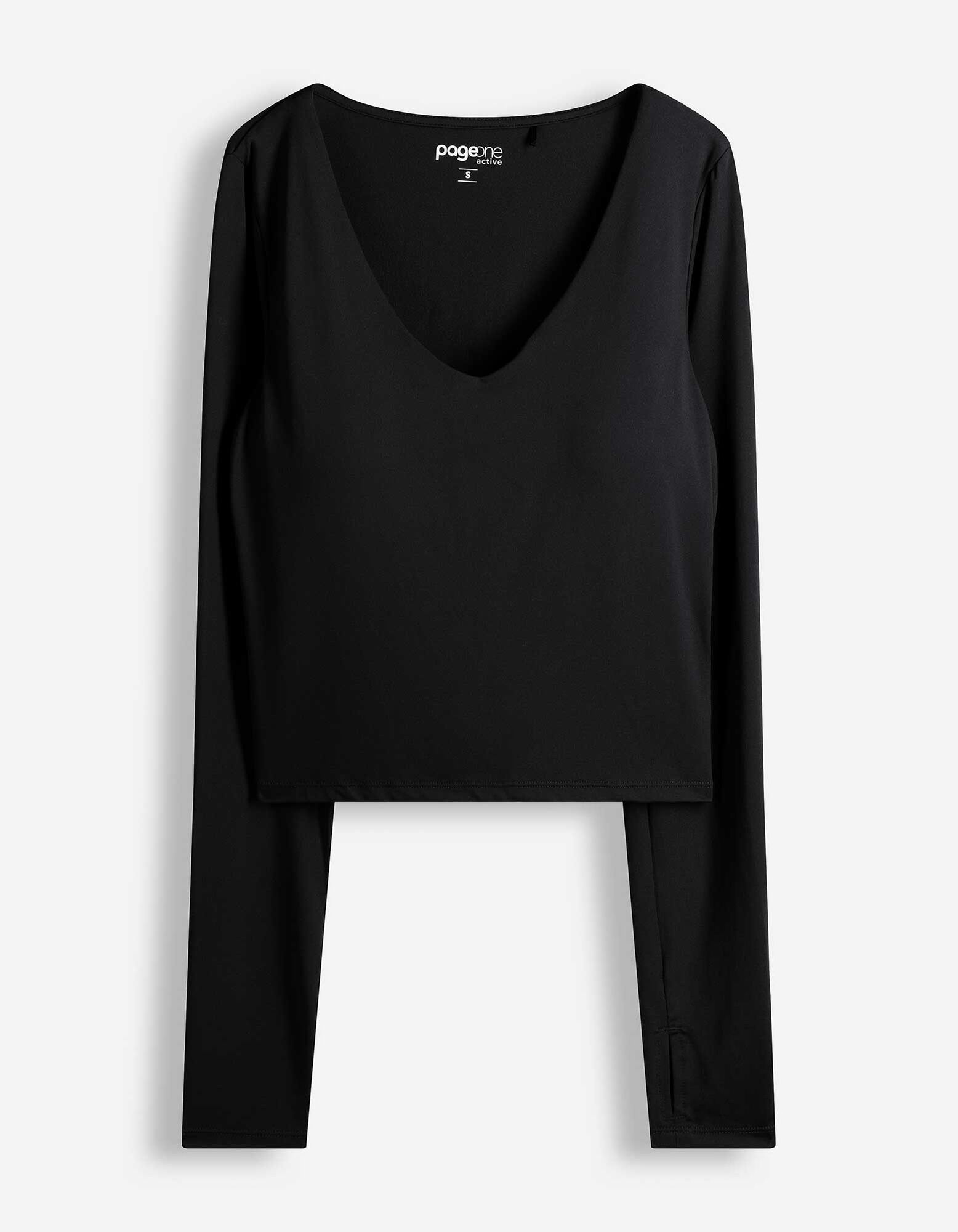 Langarmshirt - Herausnehmbare Cups - Schwarz