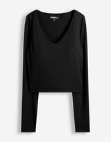 Langarmshirt - Herausnehmbare Cups - Schwarz