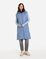 Długa kamizelka - kaptur z troczkiem - niebieski