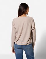 Langarmshirt - Fledermaus&auml;rmel - beige