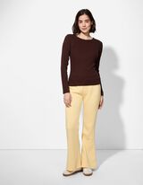 Majica - rebrasti materijal - tamno-braon