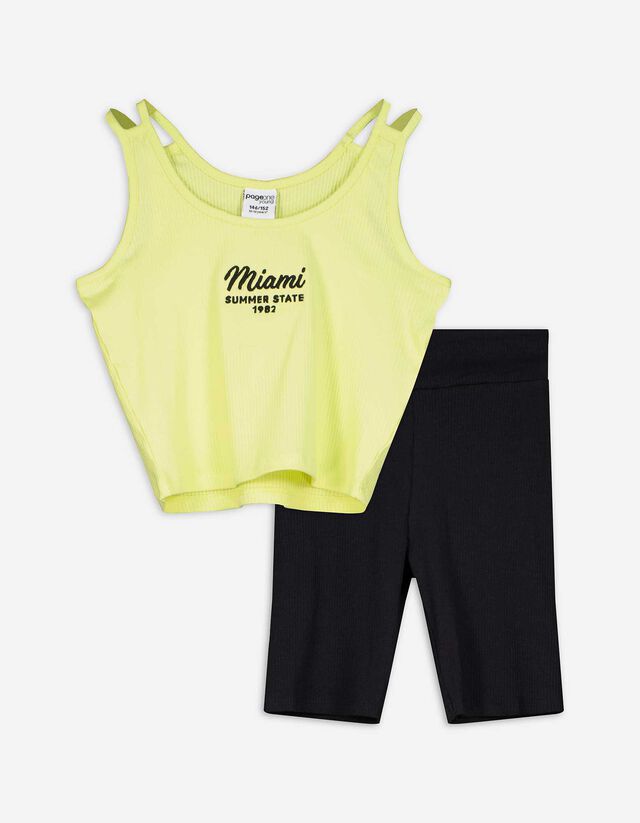 Set aus Top und Hose - Gerippt - hellgrün