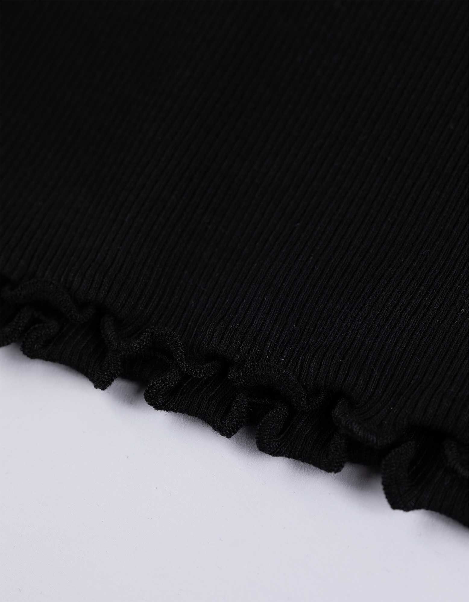 Top - Muschelsaum - Schwarz