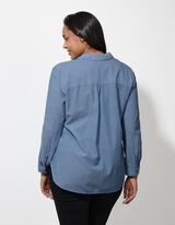 Blúzka - Náprsné vrecko - tmavomodra