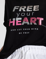 T-shirt - Viscose m&eacute;lang&eacute;e - Noir