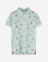 Poloshirt - Allover-Print - türkis