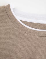 Bluză de corp cu mânecă lungă - Double-Layer-Look - Bej