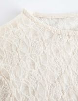 koszulka z długim rękawem - koronka - bialy