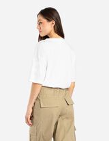 T-shirt - ozdobne kamyki - bialy