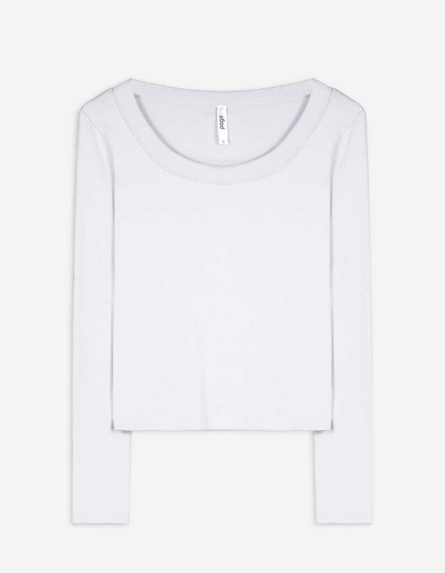 Langarmshirt - Baumwoll-Mix - weiß