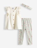 Set aus Shirt und Leggings - Musselin - wei&szlig;