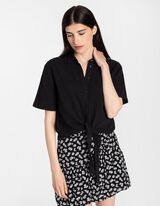 Camicia blusata - Mussola - nero