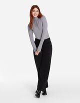 Marškinėliai ilgomis rankovėmis - Nėrinių apvadas - pilkas