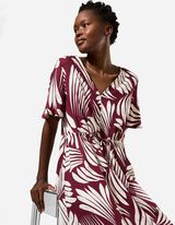 Kleid - Allover-Print - dunkelrot