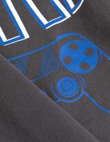 Pyjama Set aus Shirt und Hose - Rückenprint - dunkelgrau