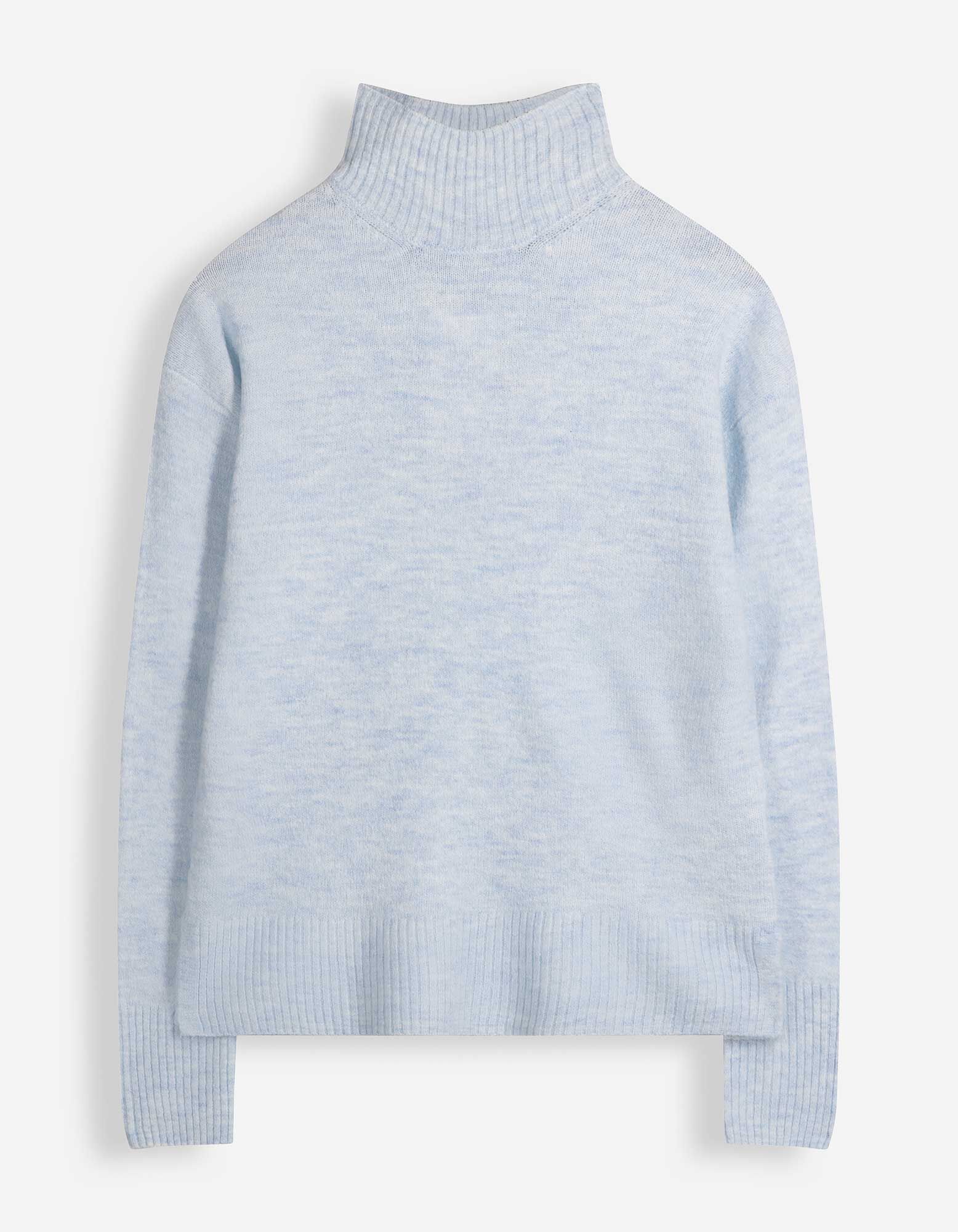 Pleten&yacute; sveter - Mockneck - Svetlo modr&aacute;